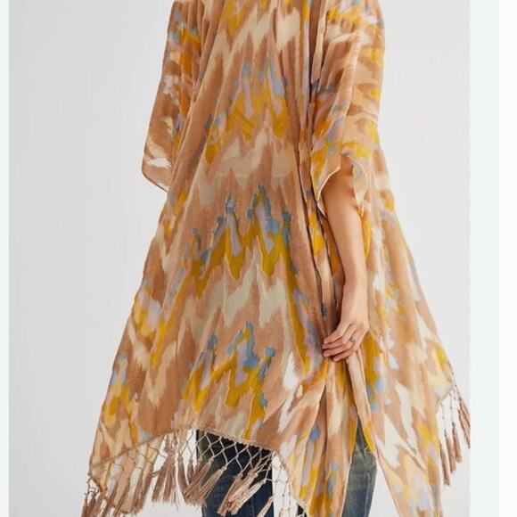 Free People Kimono Dripping Velvet Burnout OS - Picture 1 of 7